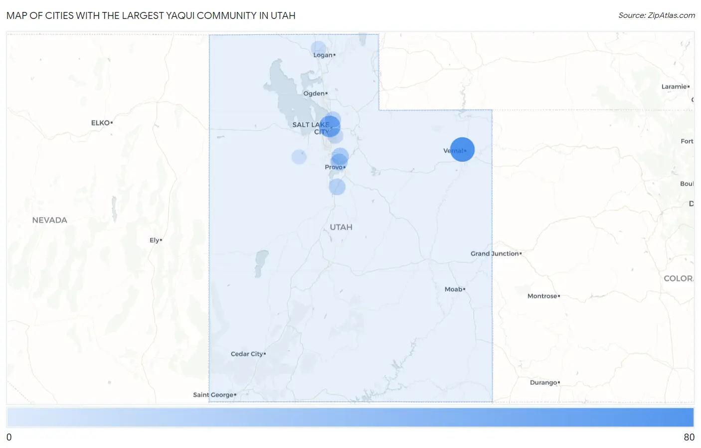 Cities with the Largest Yaqui Community in Utah Map