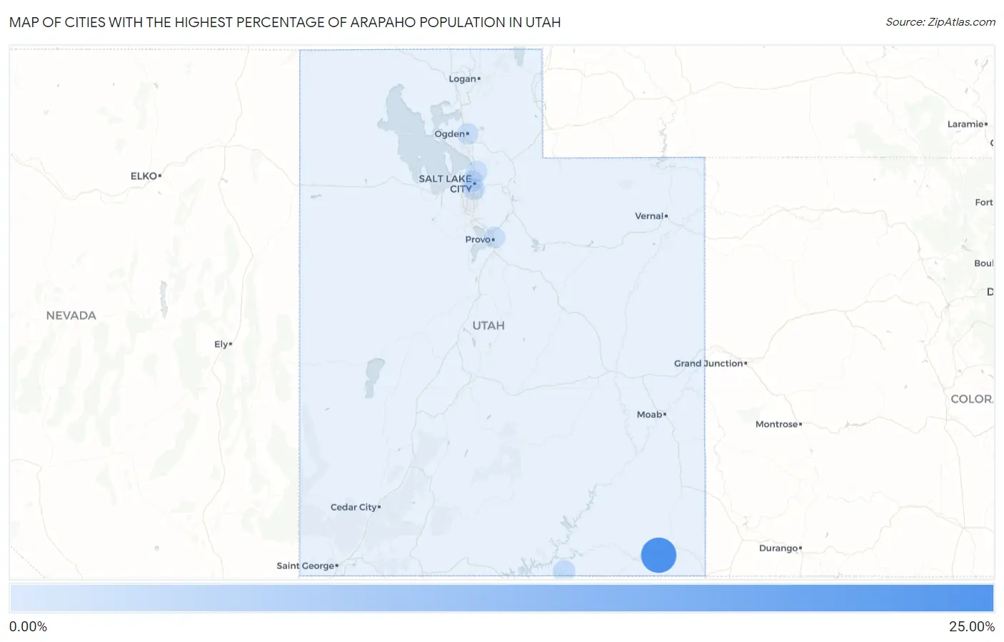 Cities with the Highest Percentage of Arapaho Population in Utah Map