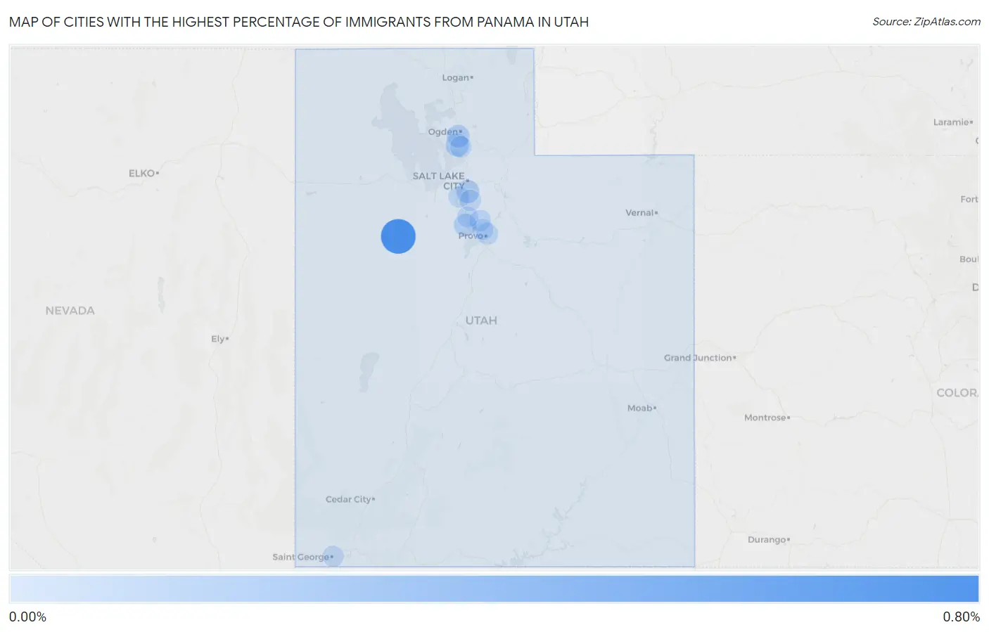 Cities with the Highest Percentage of Immigrants from Panama in Utah Map