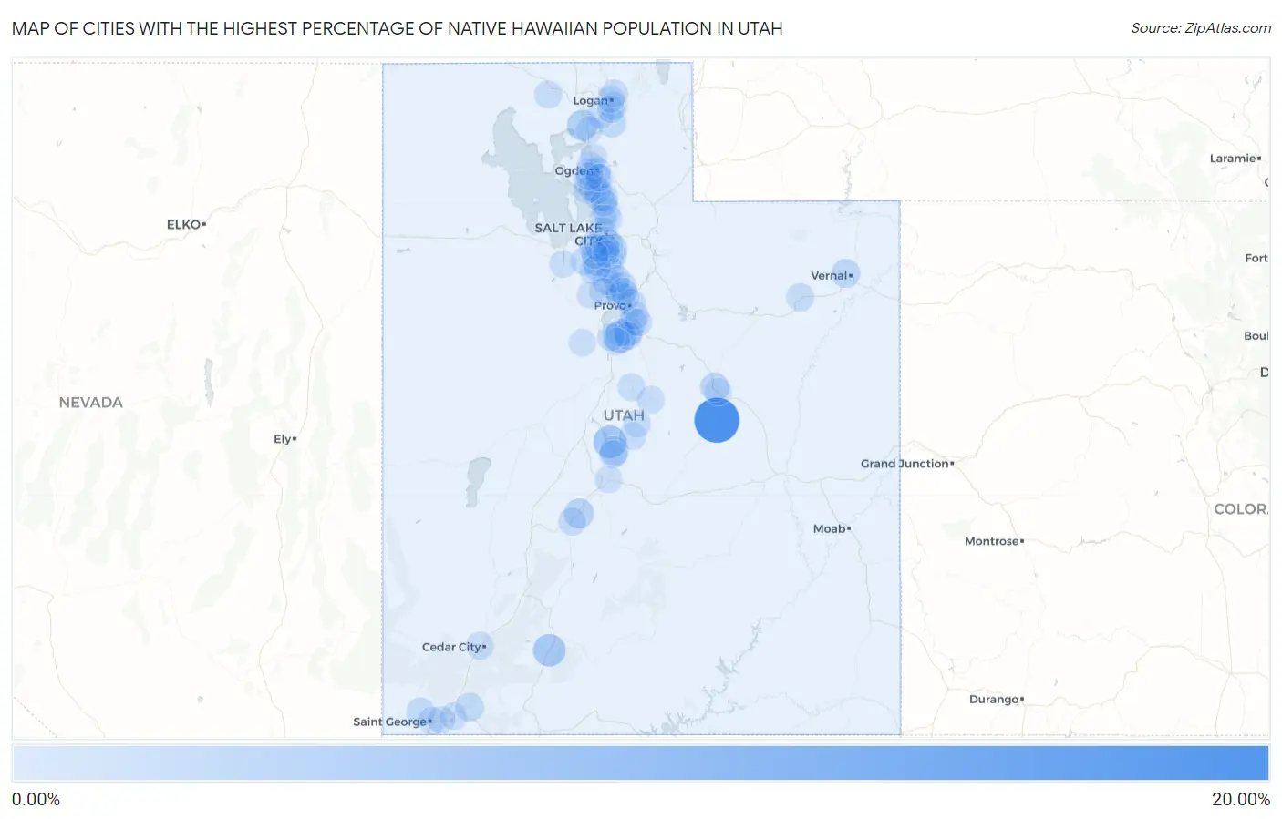 Cities with the Highest Percentage of Native Hawaiian Population in Utah Map