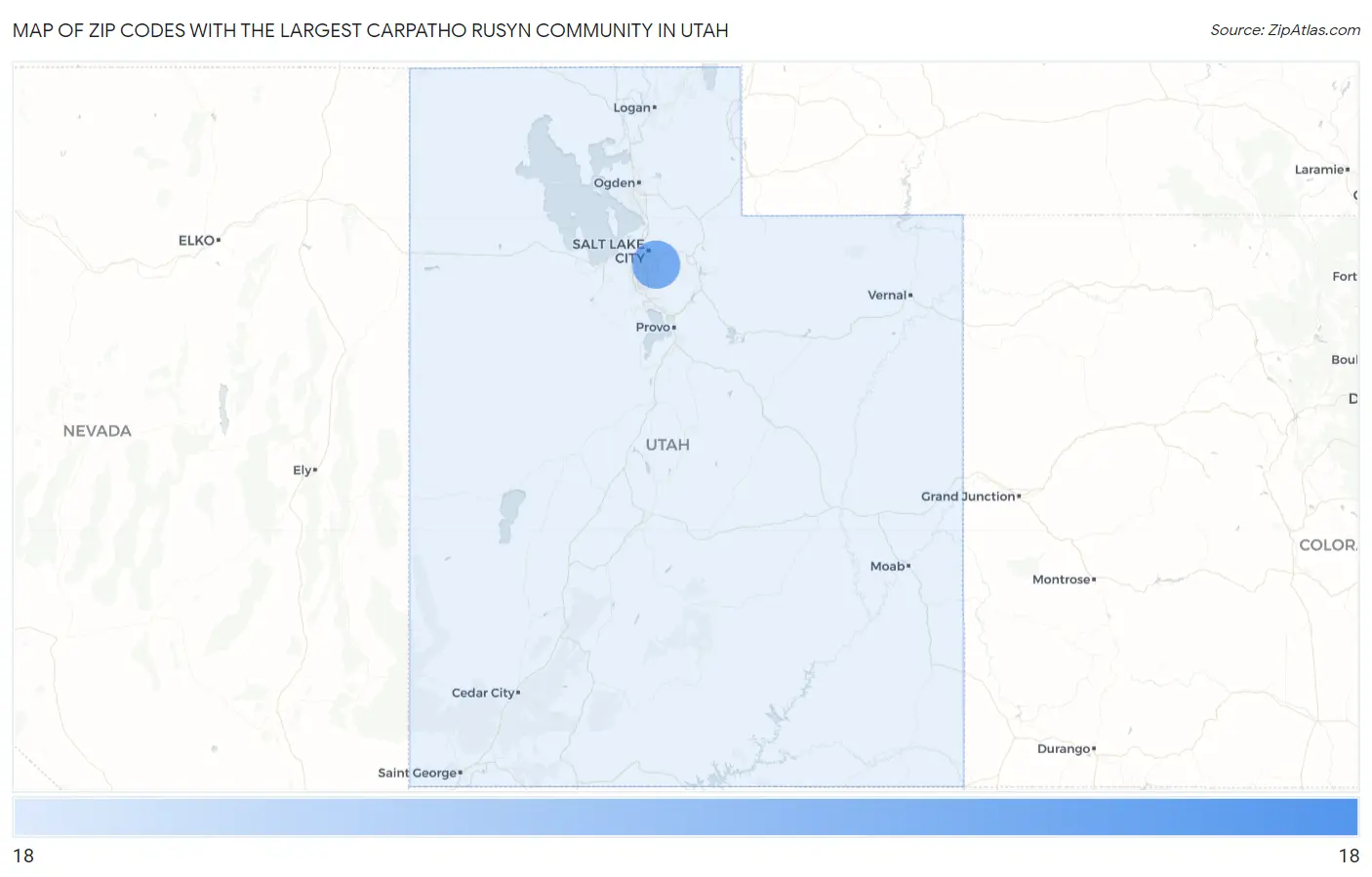 Zip Codes with the Largest Carpatho Rusyn Community in Utah Map