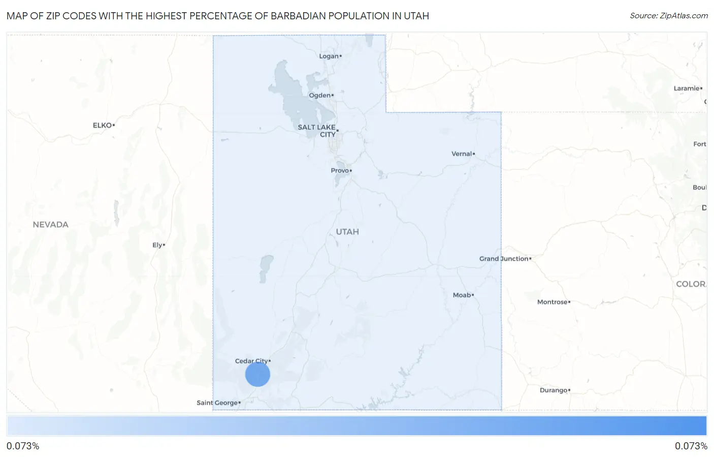Zip Codes with the Highest Percentage of Barbadian Population in Utah Map