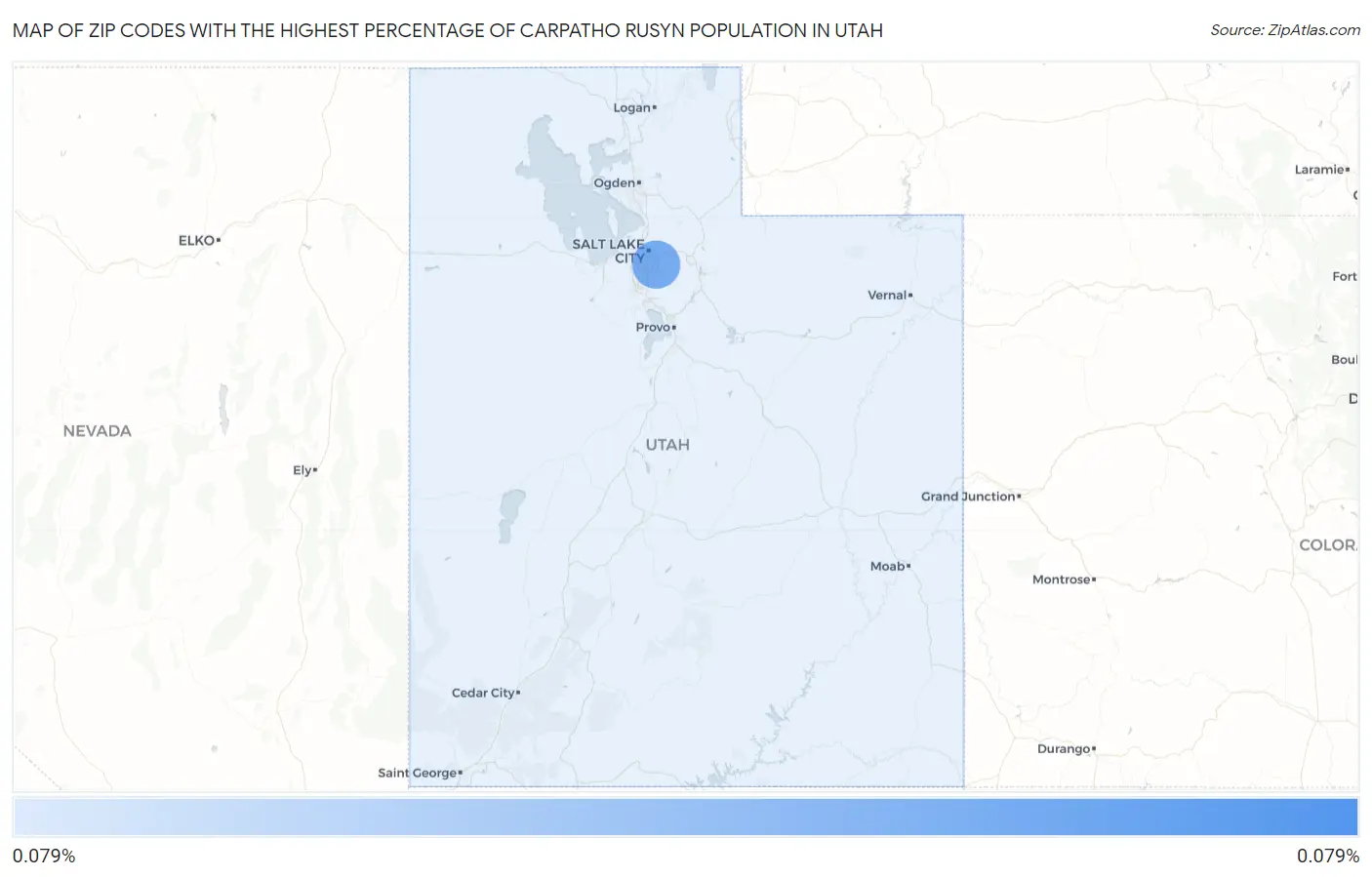 Zip Codes with the Highest Percentage of Carpatho Rusyn Population in Utah Map