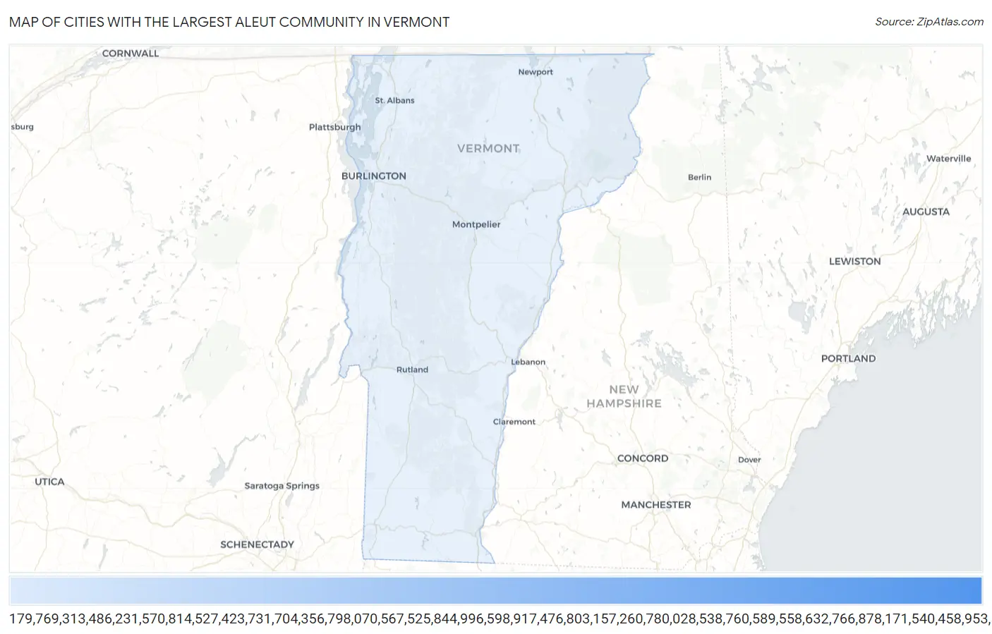 Cities with the Largest Aleut Community in Vermont Map
