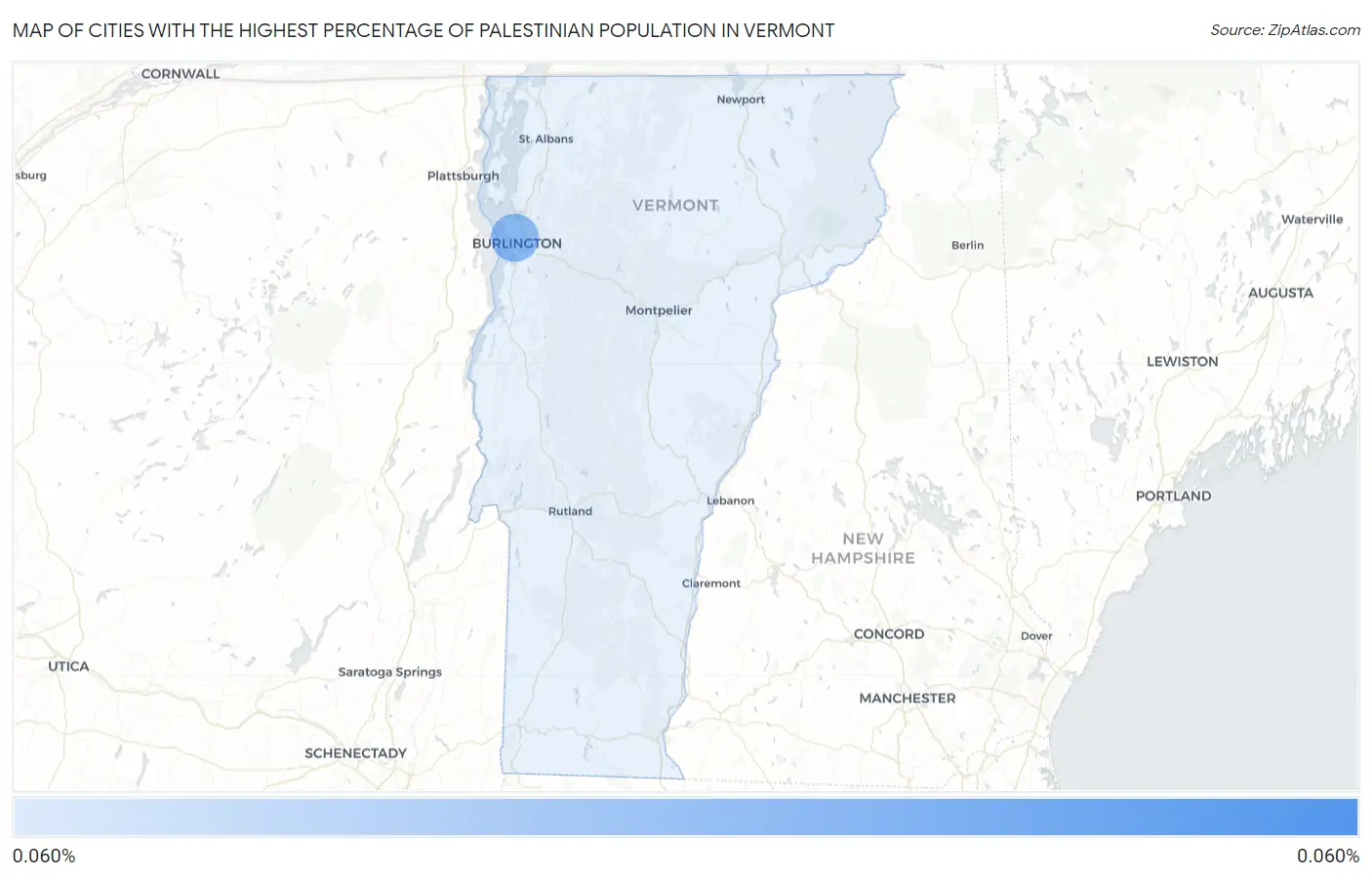 Cities with the Highest Percentage of Palestinian Population in Vermont Map