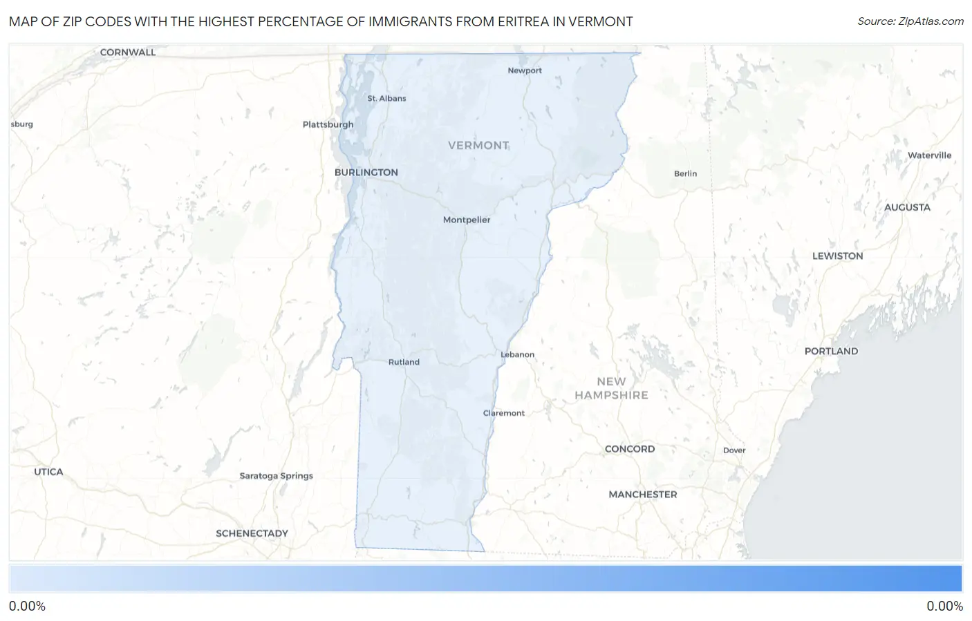 Zip Codes with the Highest Percentage of Immigrants from Eritrea in Vermont Map