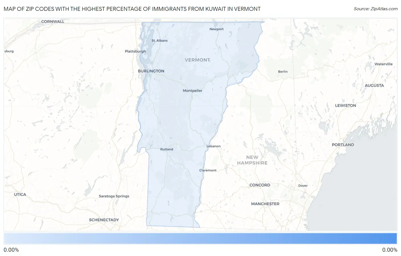 Zip Codes with the Highest Percentage of Immigrants from Kuwait in Vermont Map