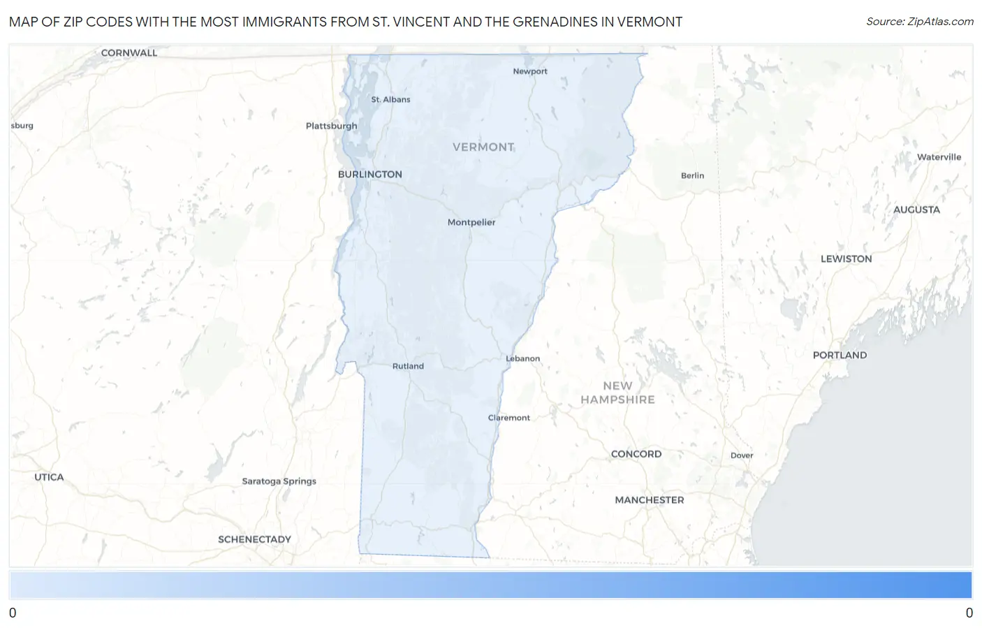 Zip Codes with the Most Immigrants from St. Vincent and the Grenadines in Vermont Map