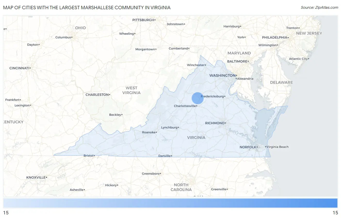 Cities with the Largest Marshallese Community in Virginia Map