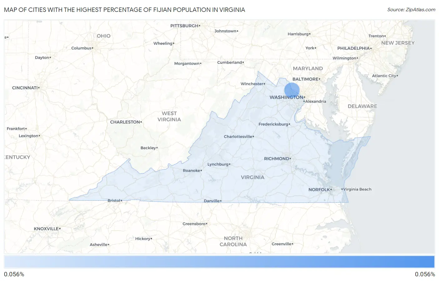 Cities with the Highest Percentage of Fijian Population in Virginia Map