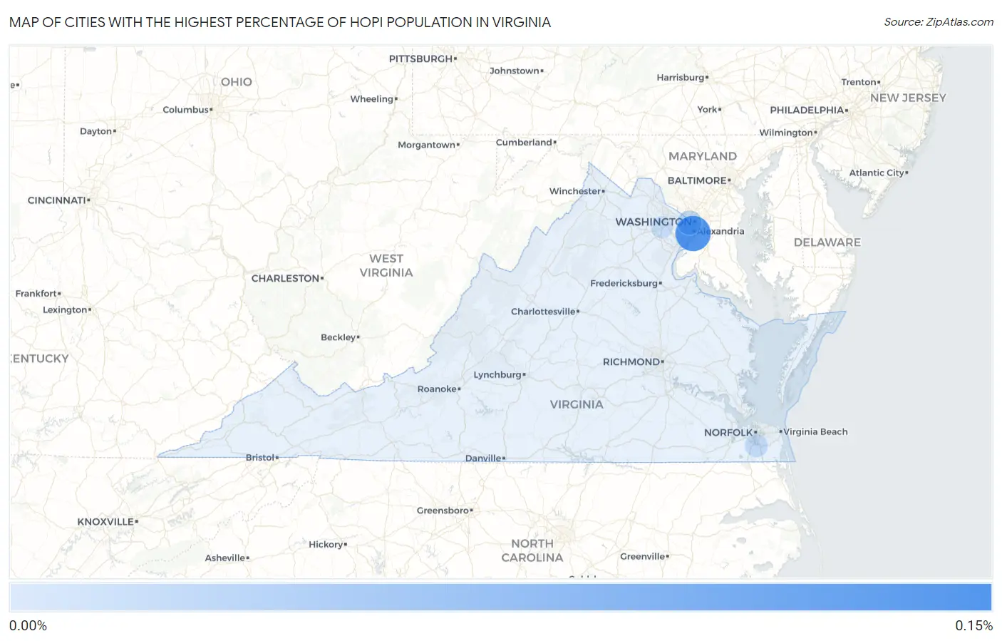 Cities with the Highest Percentage of Hopi Population in Virginia Map