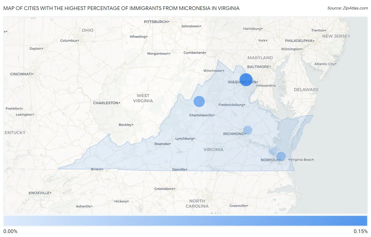 Cities with the Highest Percentage of Immigrants from Micronesia in Virginia Map