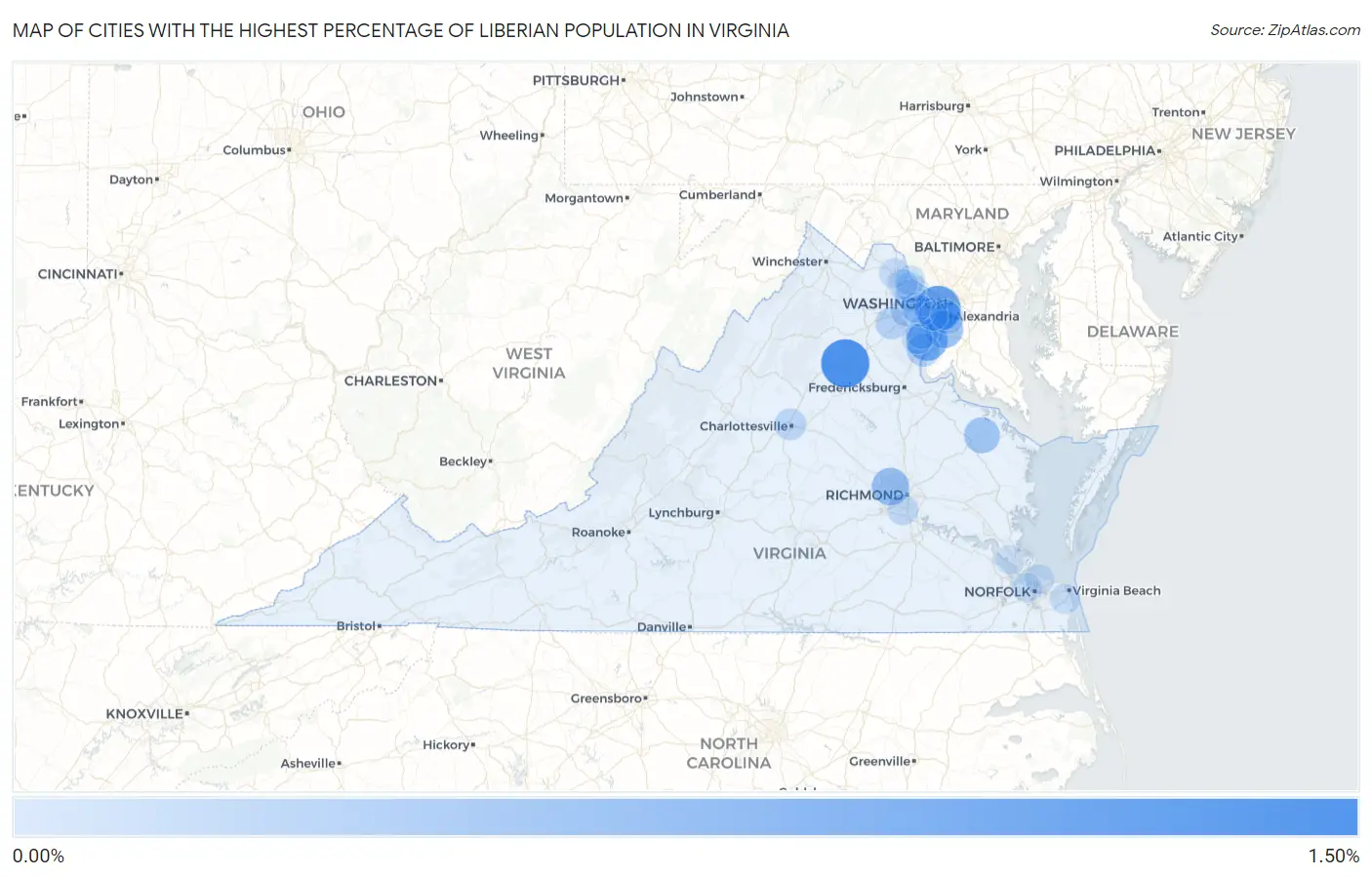 Cities with the Highest Percentage of Liberian Population in Virginia Map
