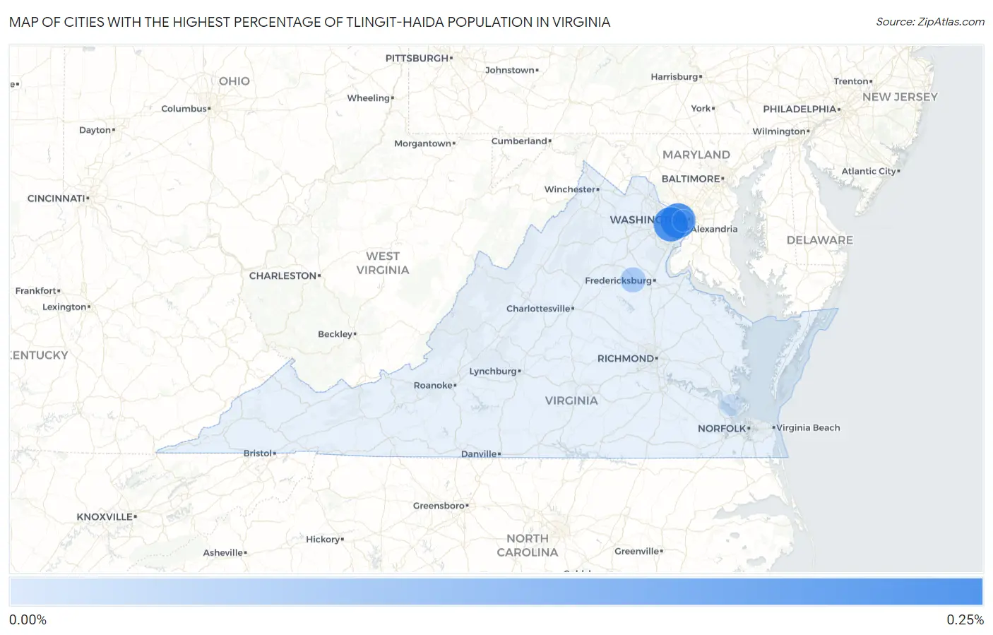 Cities with the Highest Percentage of Tlingit-Haida Population in Virginia Map