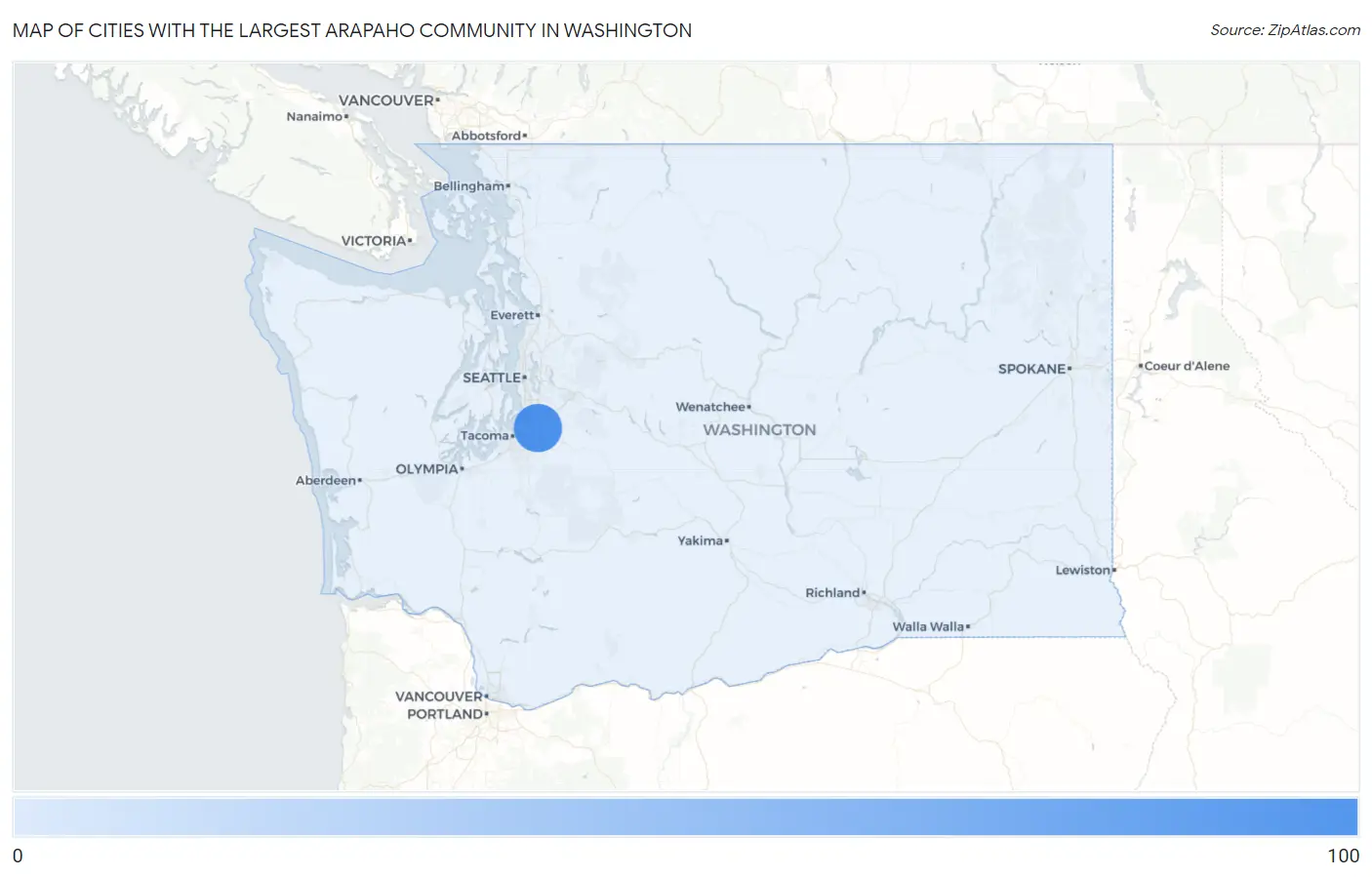 Cities with the Largest Arapaho Community in Washington Map
