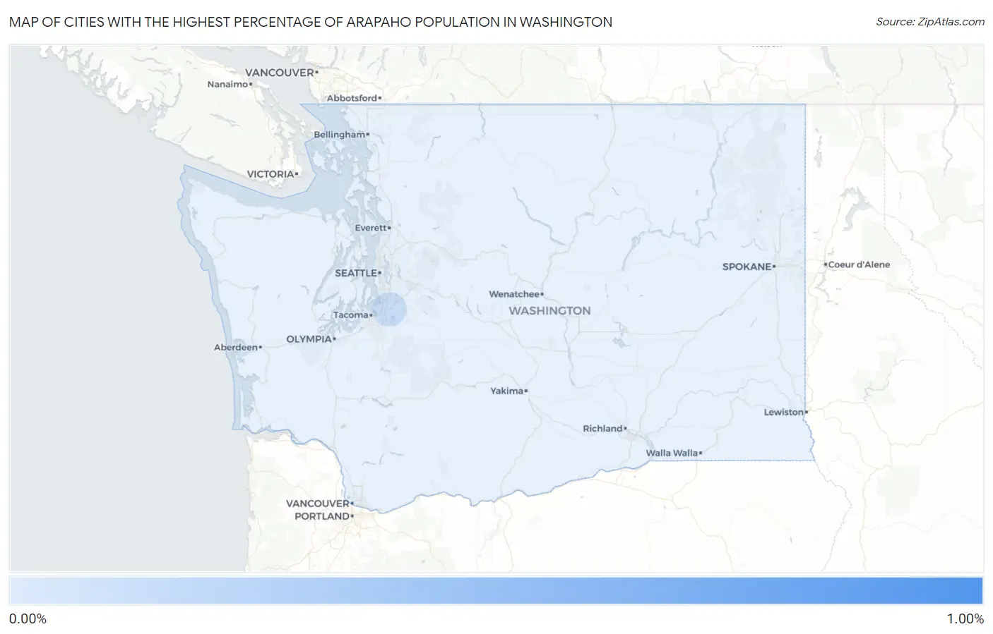 Cities with the Highest Percentage of Arapaho Population in Washington Map