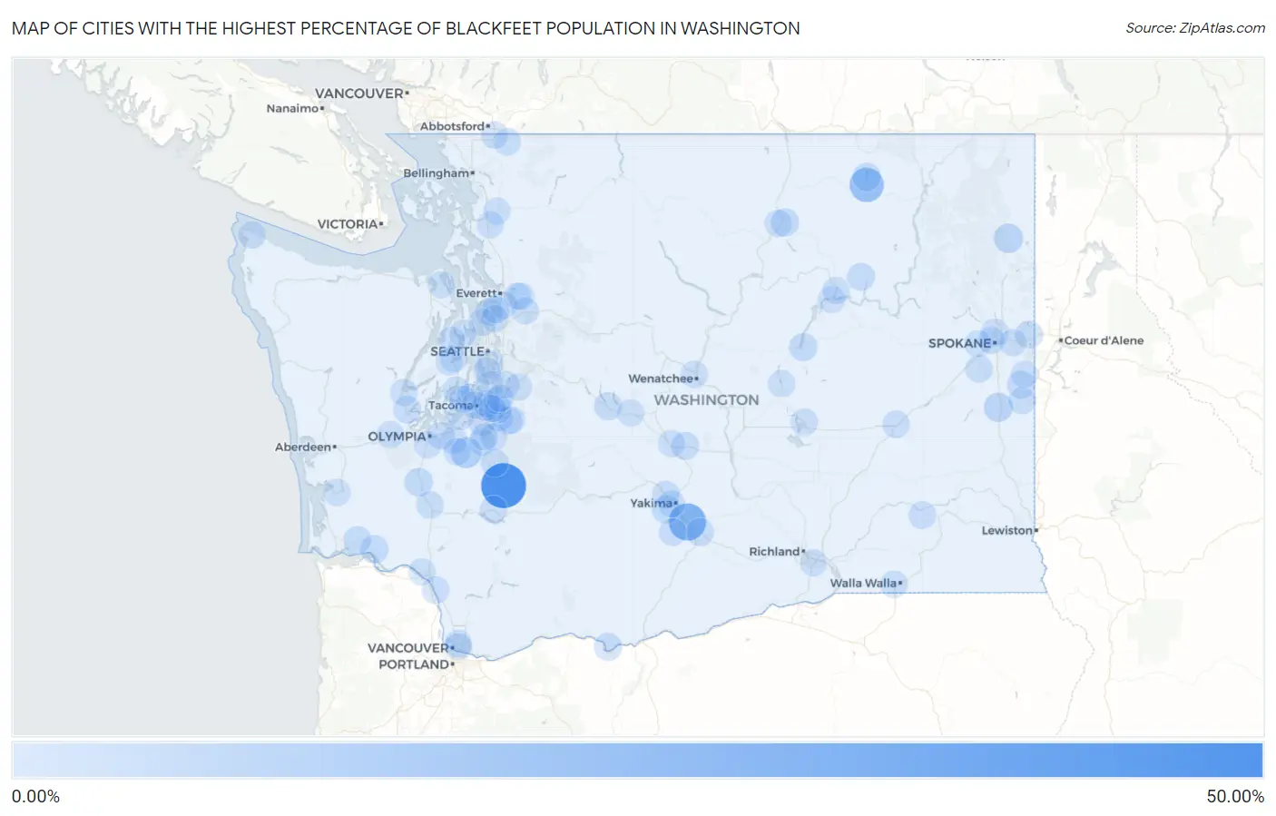 Cities with the Highest Percentage of Blackfeet Population in Washington Map