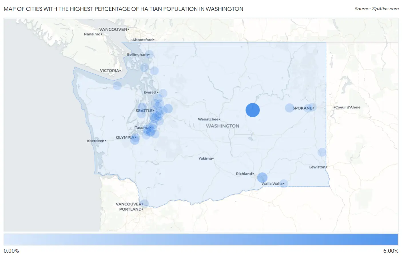Cities with the Highest Percentage of Haitian Population in Washington Map