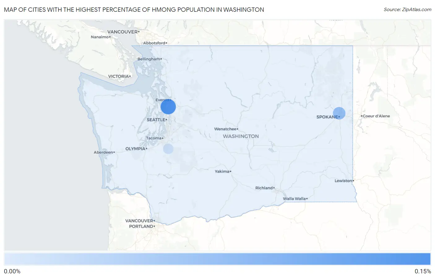 Cities with the Highest Percentage of Hmong Population in Washington Map
