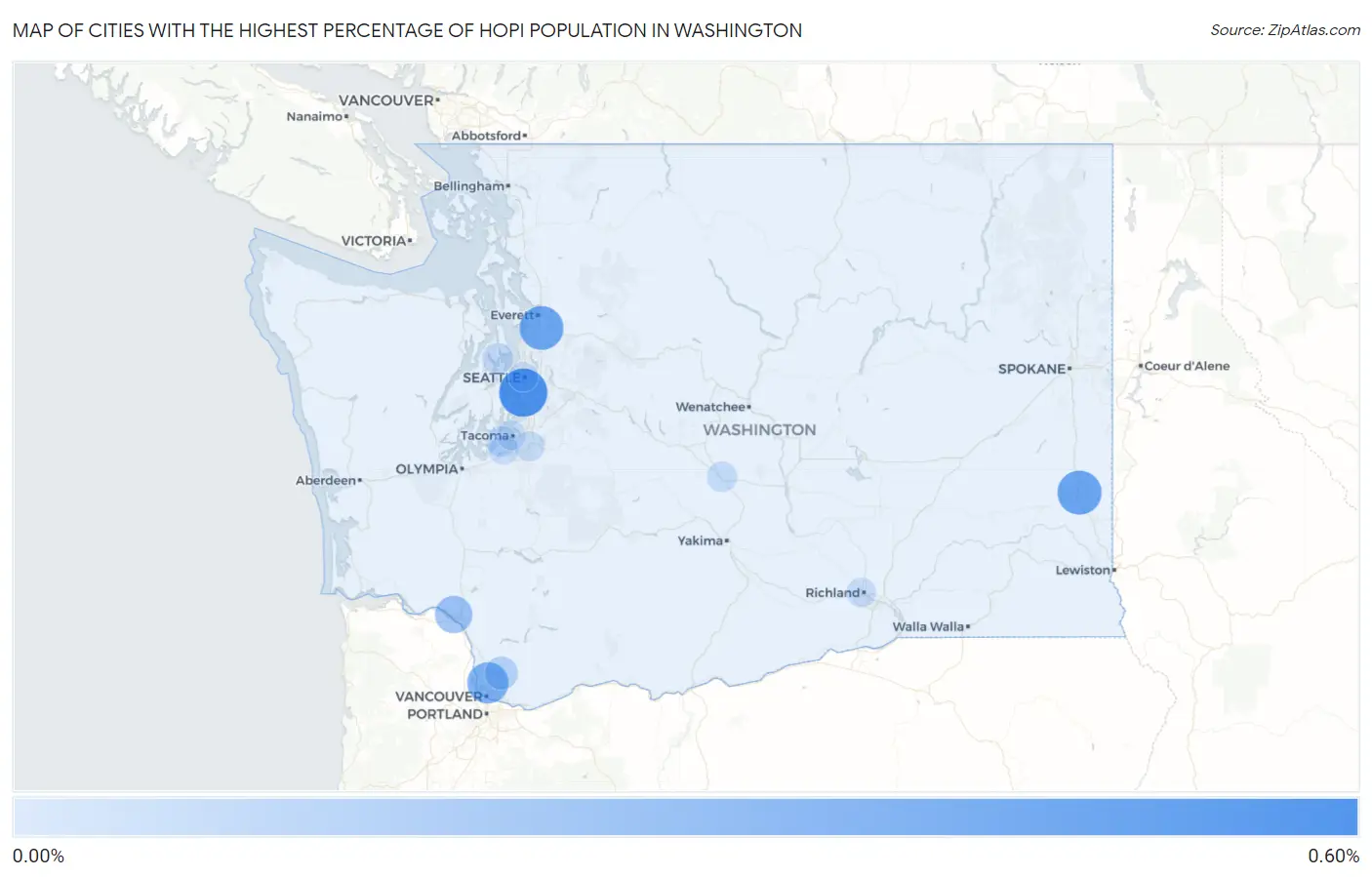 Cities with the Highest Percentage of Hopi Population in Washington Map