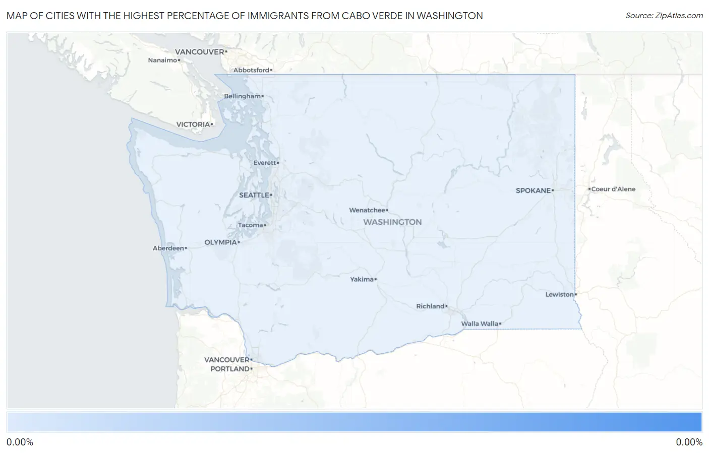 Cities with the Highest Percentage of Immigrants from Cabo Verde in Washington Map