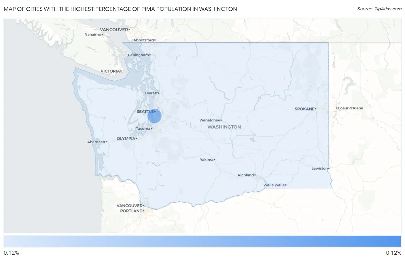 Cities with the Highest Percentage of Pima Population in Washington Map
