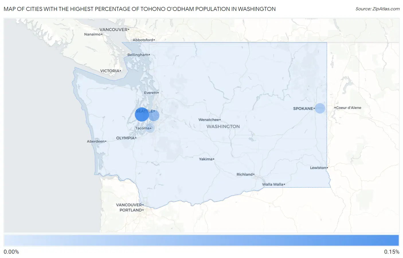 Cities with the Highest Percentage of Tohono O'Odham Population in Washington Map