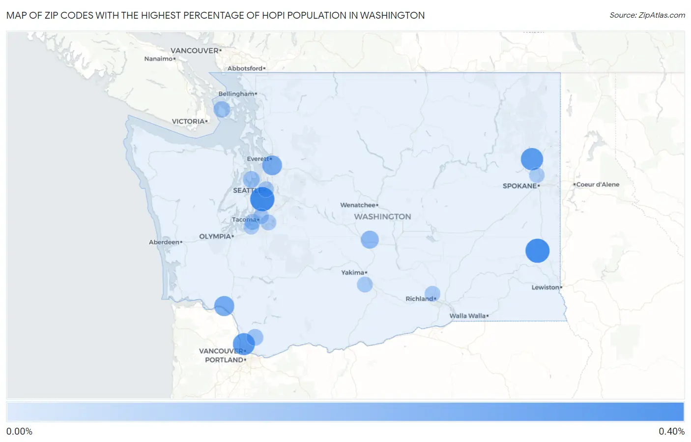 Zip Codes with the Highest Percentage of Hopi Population in Washington Map