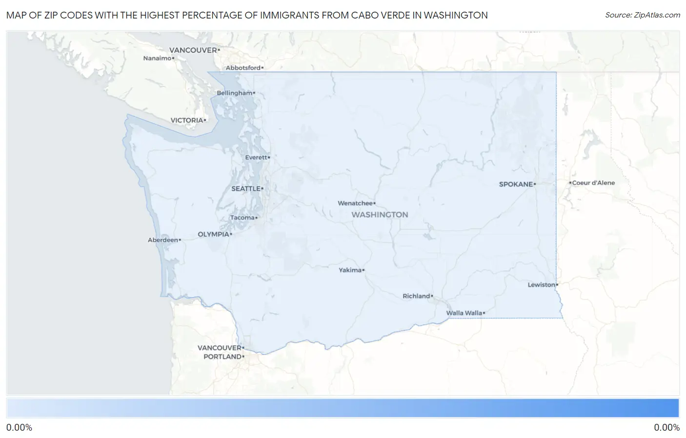 Zip Codes with the Highest Percentage of Immigrants from Cabo Verde in Washington Map