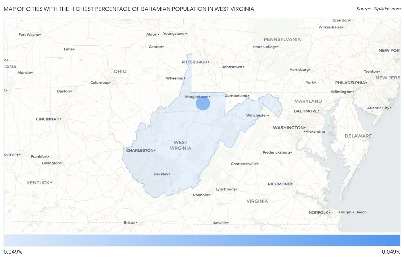 Cities with the Highest Percentage of Bahamian Population in West Virginia Map