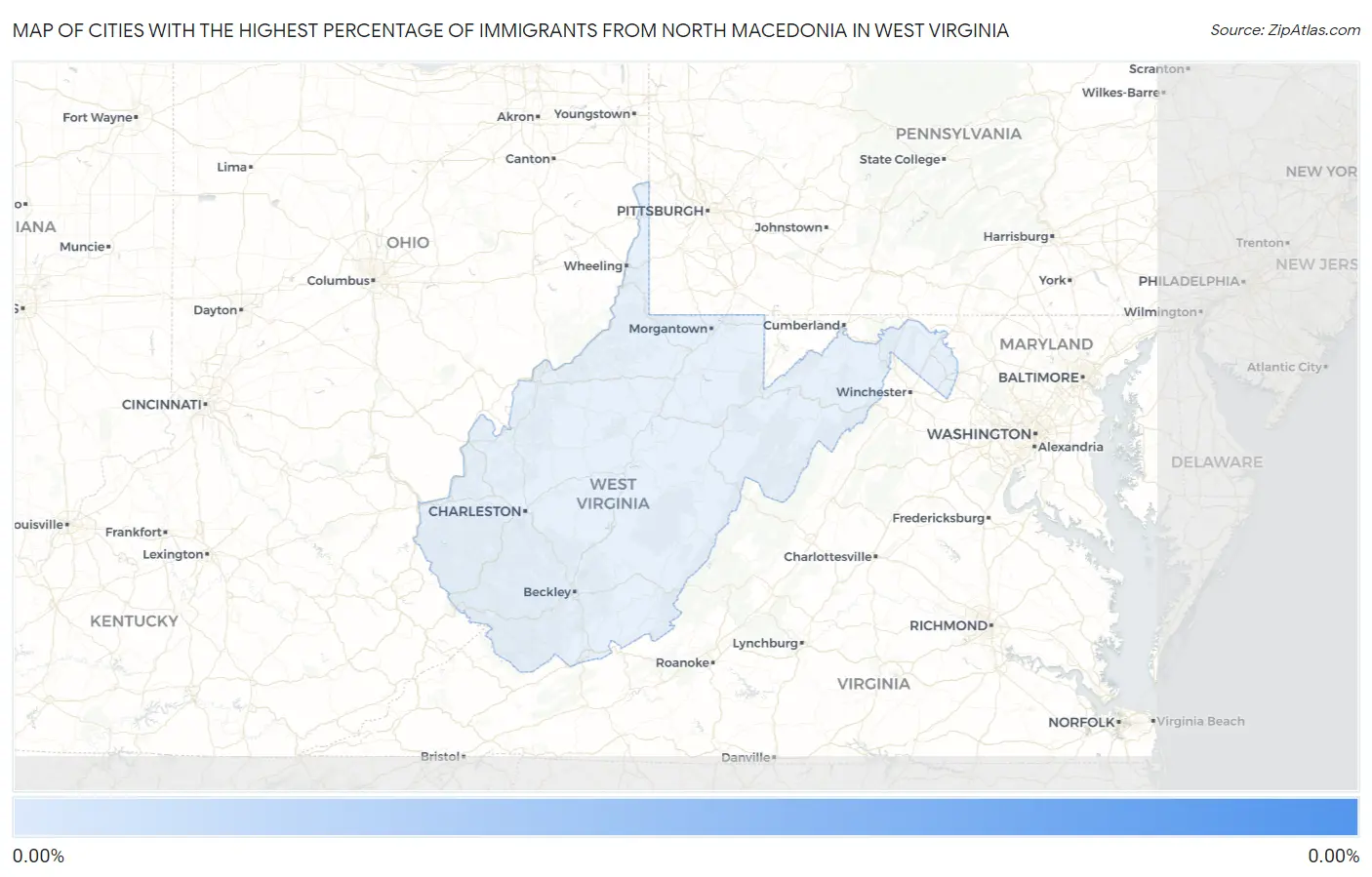 Cities with the Highest Percentage of Immigrants from North Macedonia in West Virginia Map