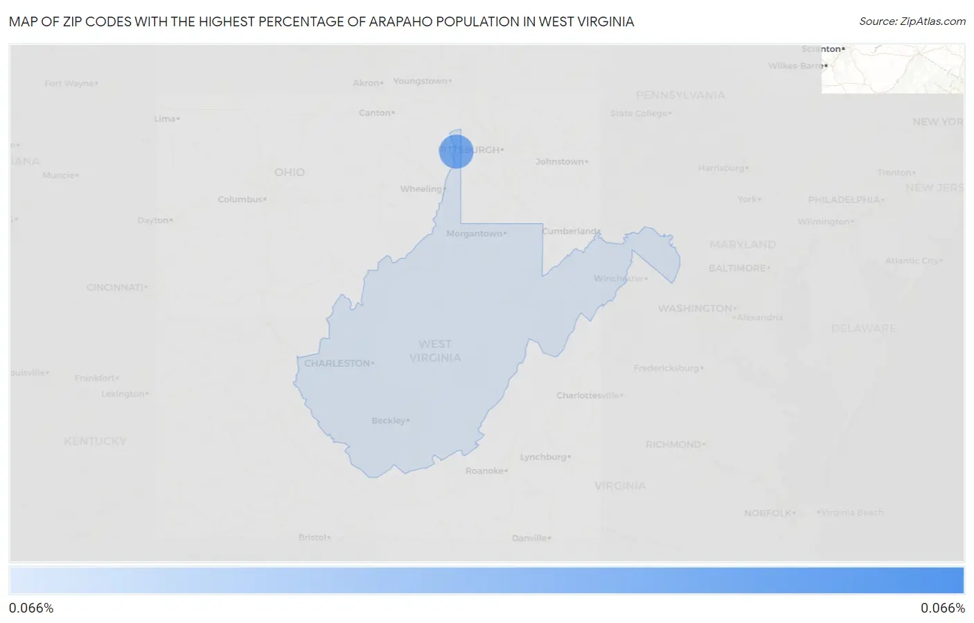 Zip Codes with the Highest Percentage of Arapaho Population in West Virginia Map