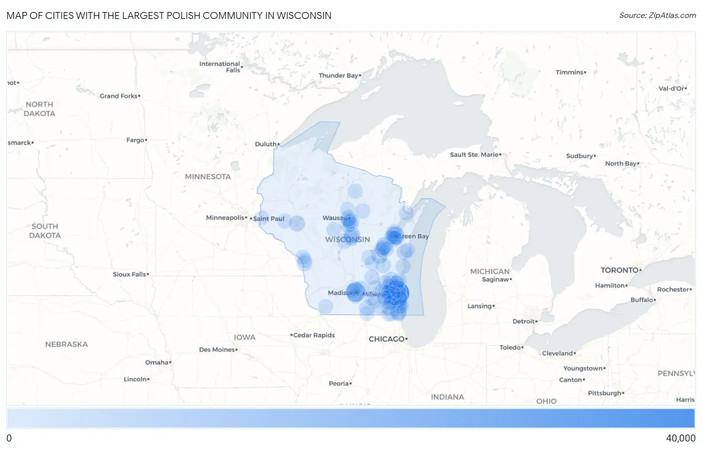 Cities with the Largest Polish Community in Wisconsin Map