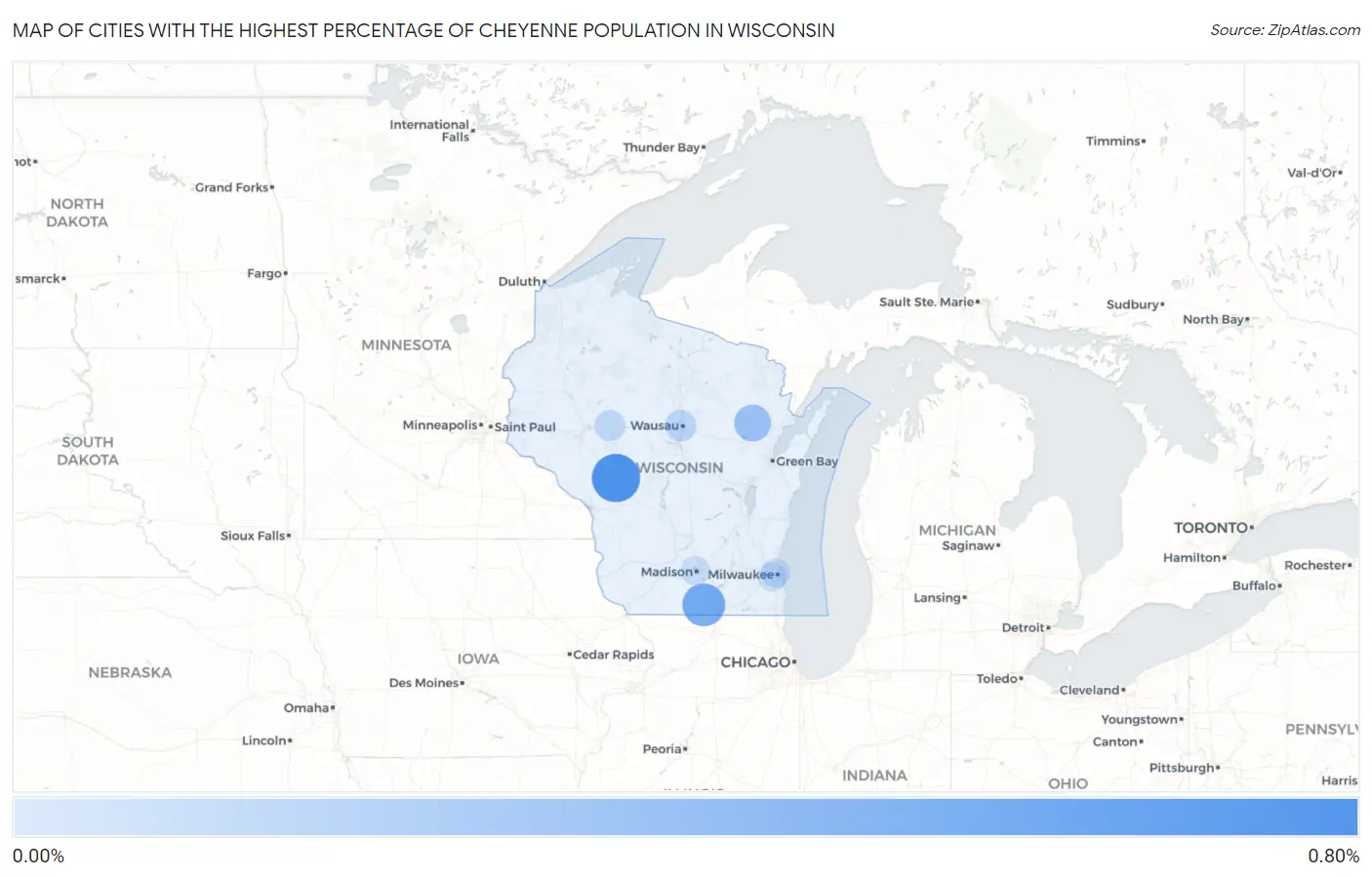 Cities with the Highest Percentage of Cheyenne Population in Wisconsin Map