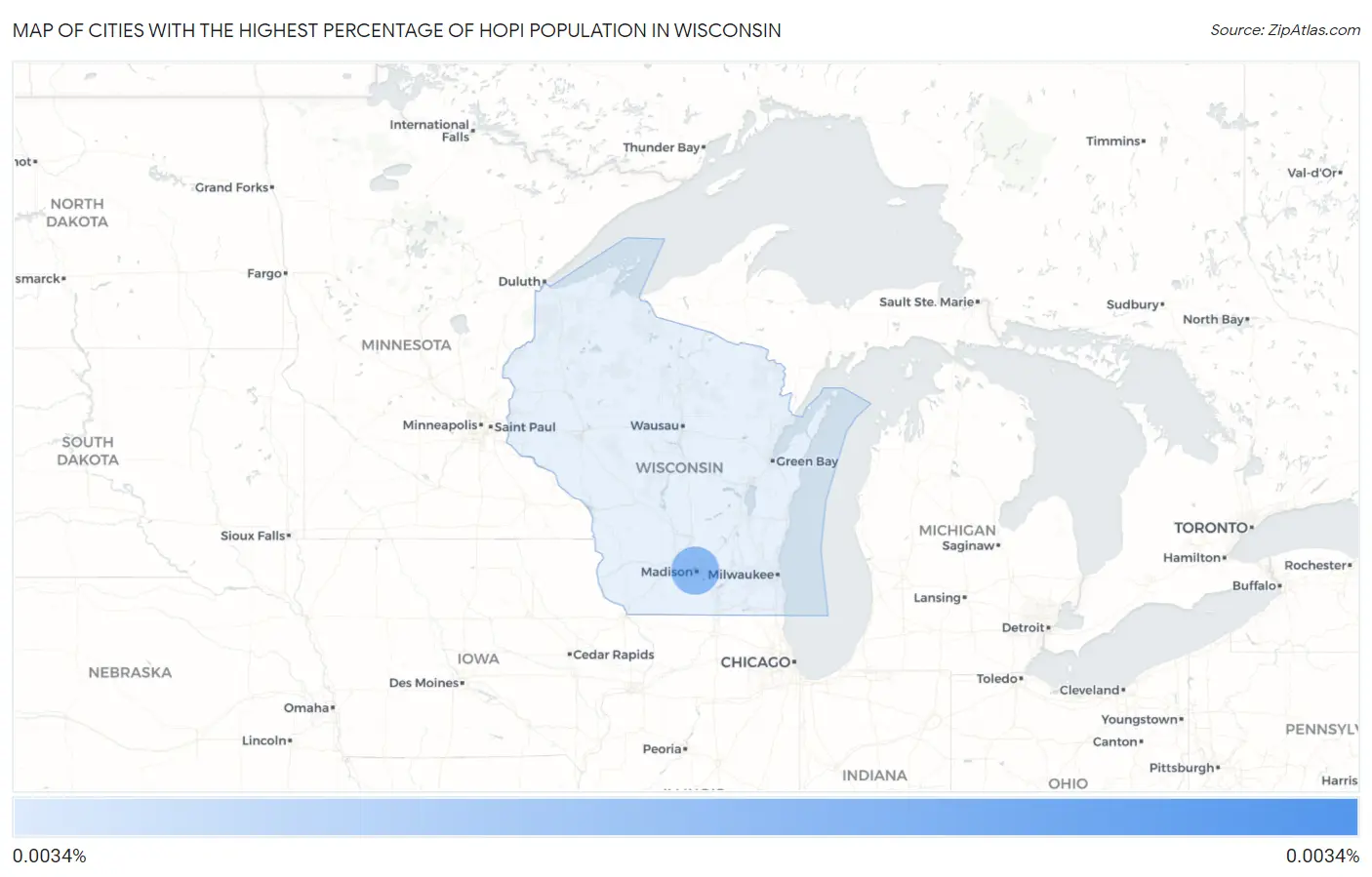 Cities with the Highest Percentage of Hopi Population in Wisconsin Map