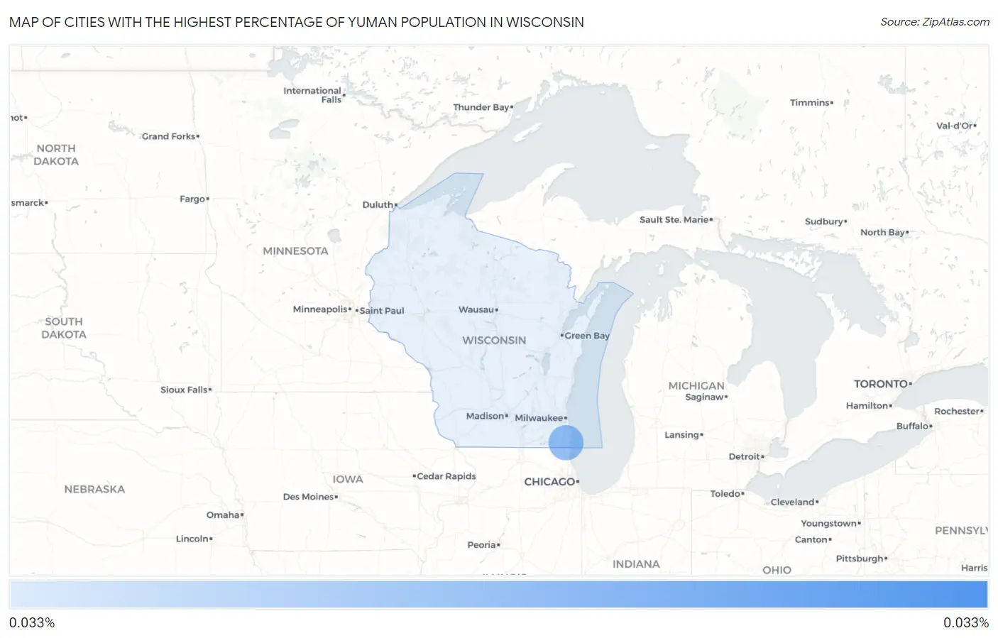 Cities with the Highest Percentage of Yuman Population in Wisconsin Map