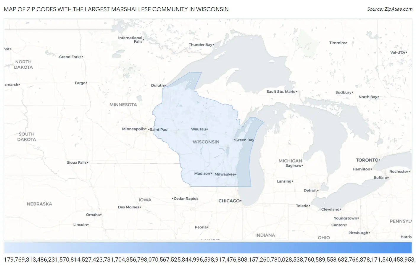 Zip Codes with the Largest Marshallese Community in Wisconsin Map