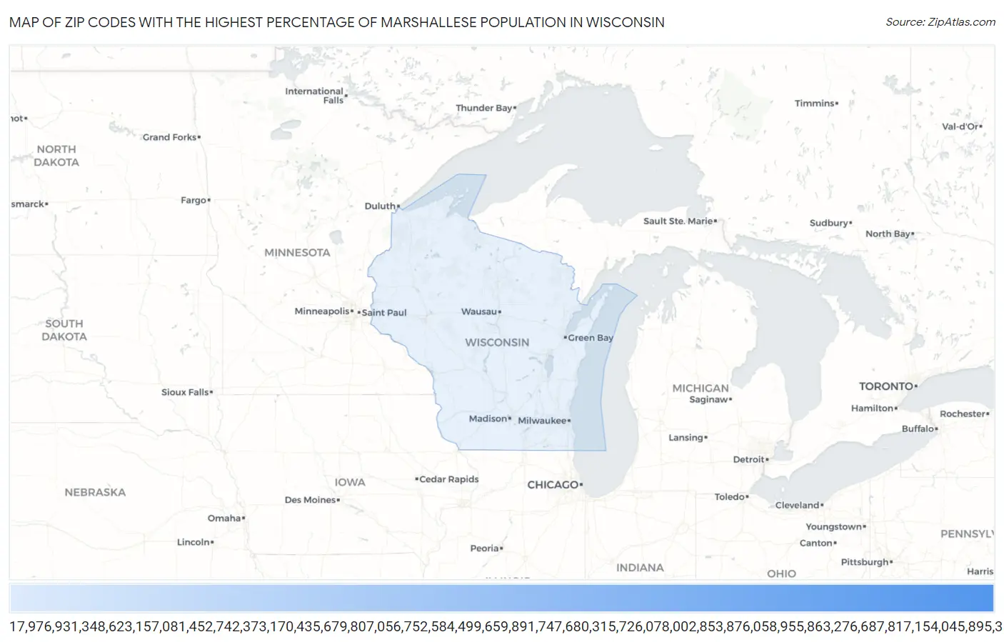 Zip Codes with the Highest Percentage of Marshallese Population in Wisconsin Map