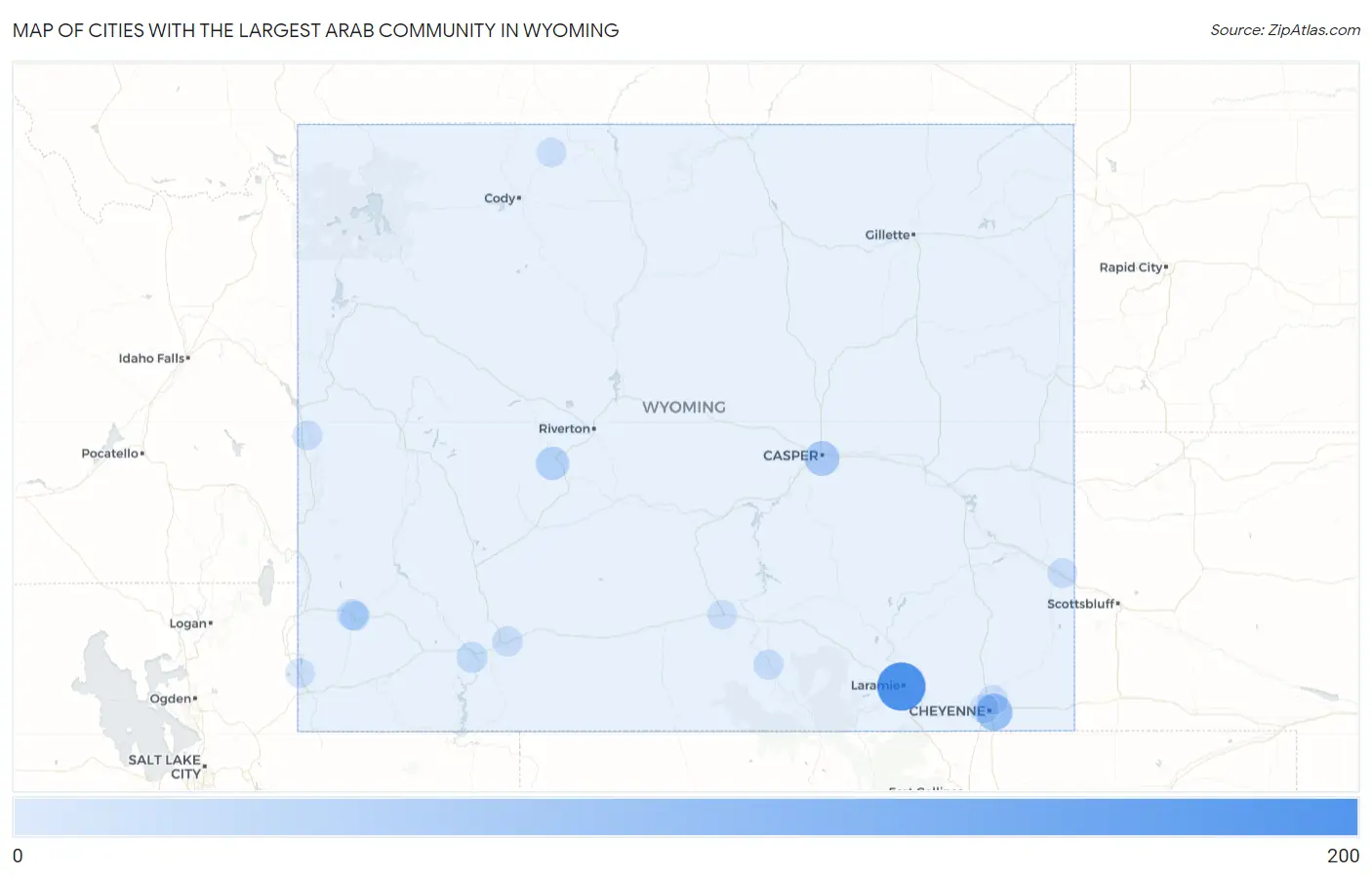 Cities with the Largest Arab Community in Wyoming Map