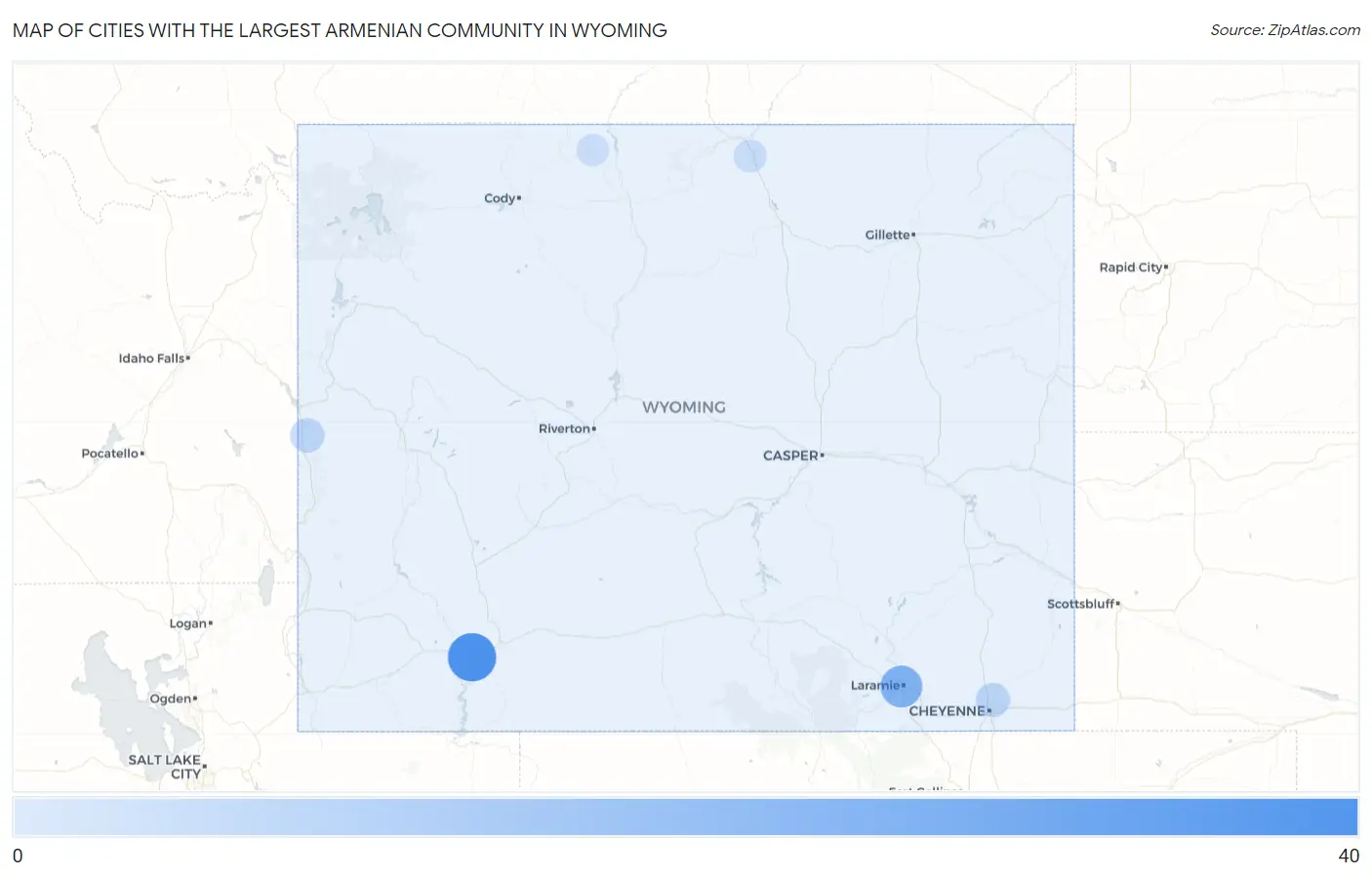 Cities with the Largest Armenian Community in Wyoming Map