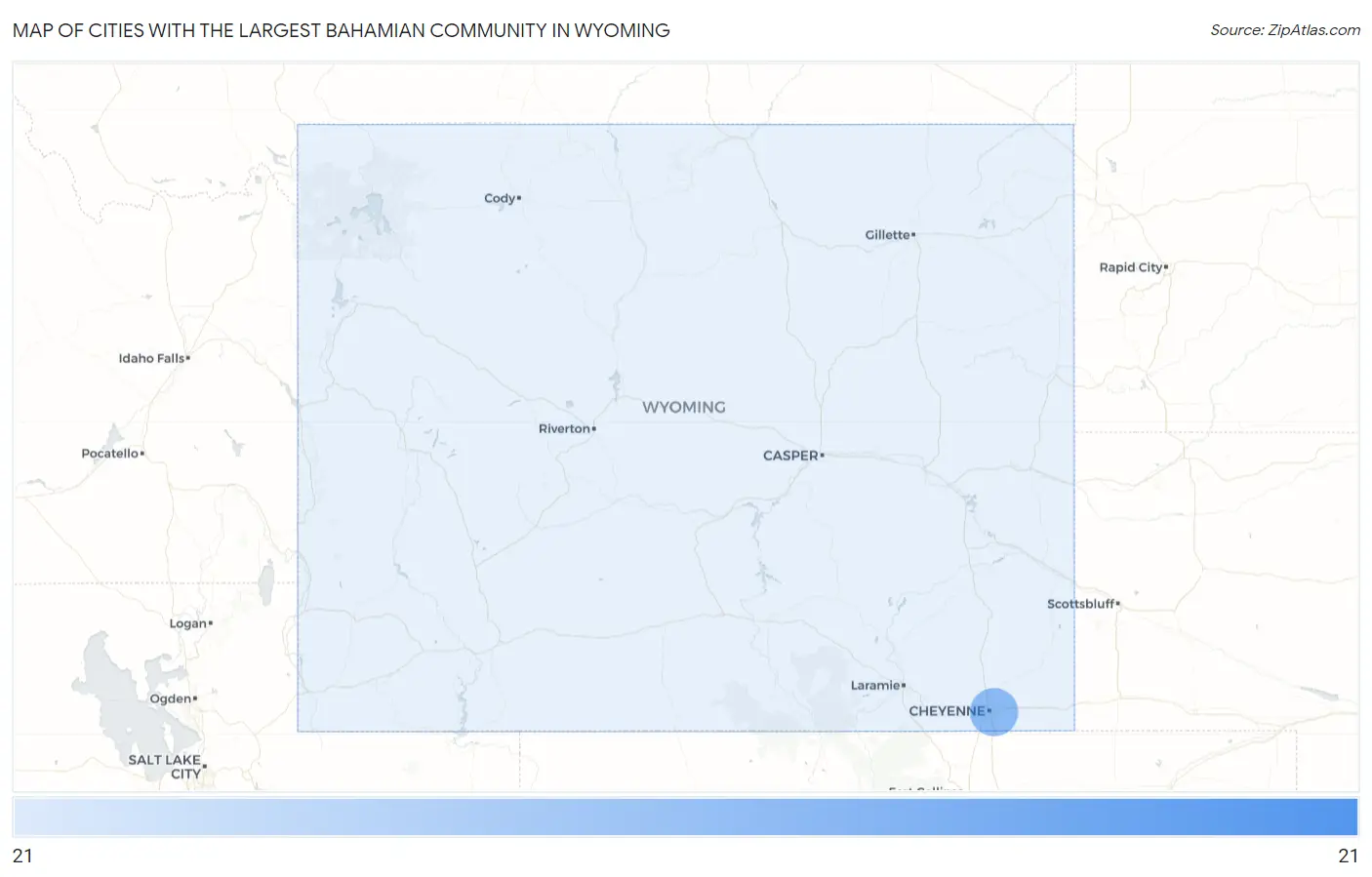 Cities with the Largest Bahamian Community in Wyoming Map