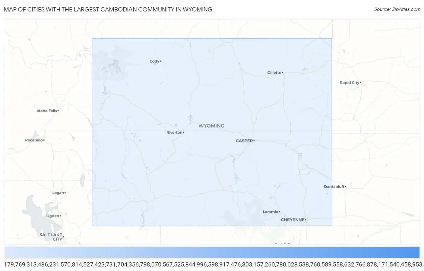 Cities with the Largest Cambodian Community in Wyoming Map