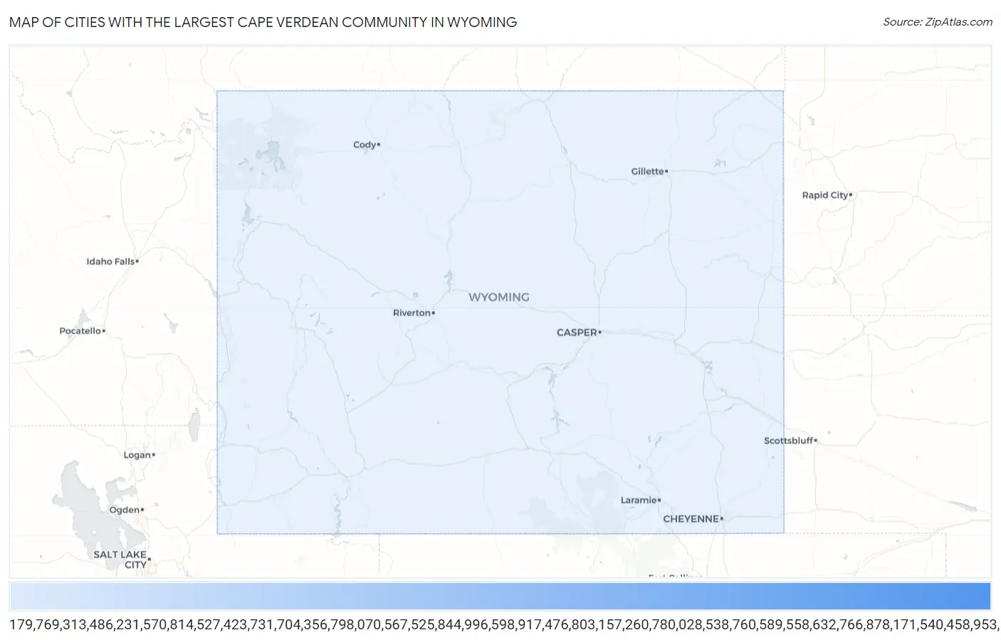 Cities with the Largest Cape Verdean Community in Wyoming Map