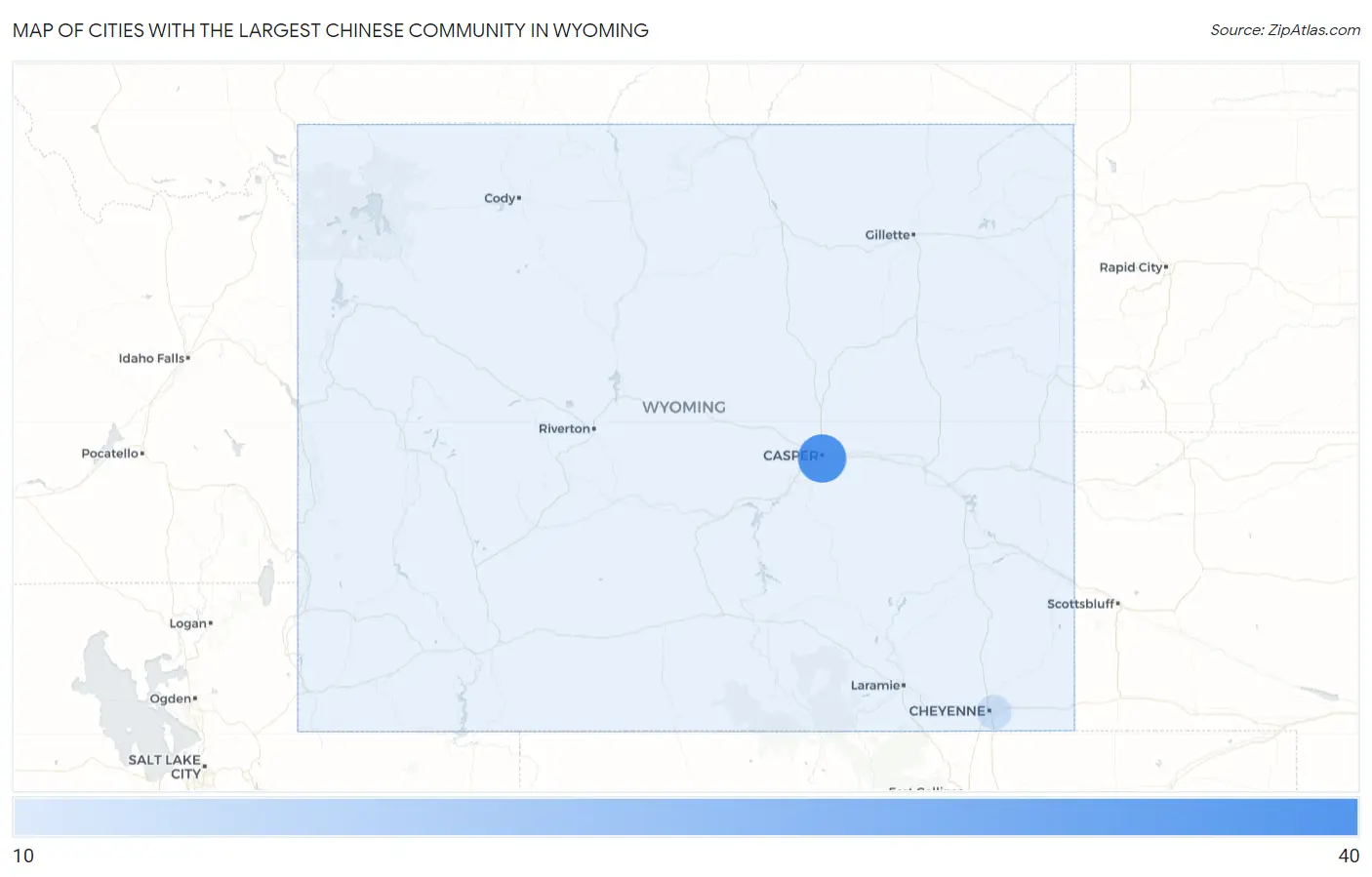 Cities with the Largest Chinese Community in Wyoming Map