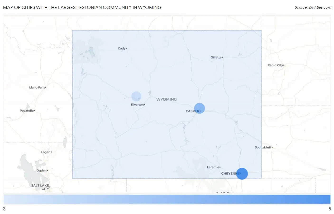 Cities with the Largest Estonian Community in Wyoming Map