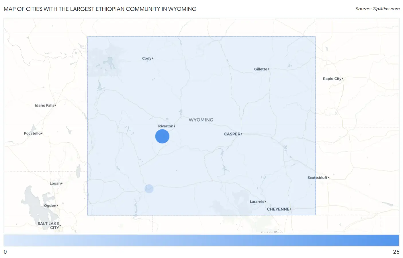 Cities with the Largest Ethiopian Community in Wyoming Map