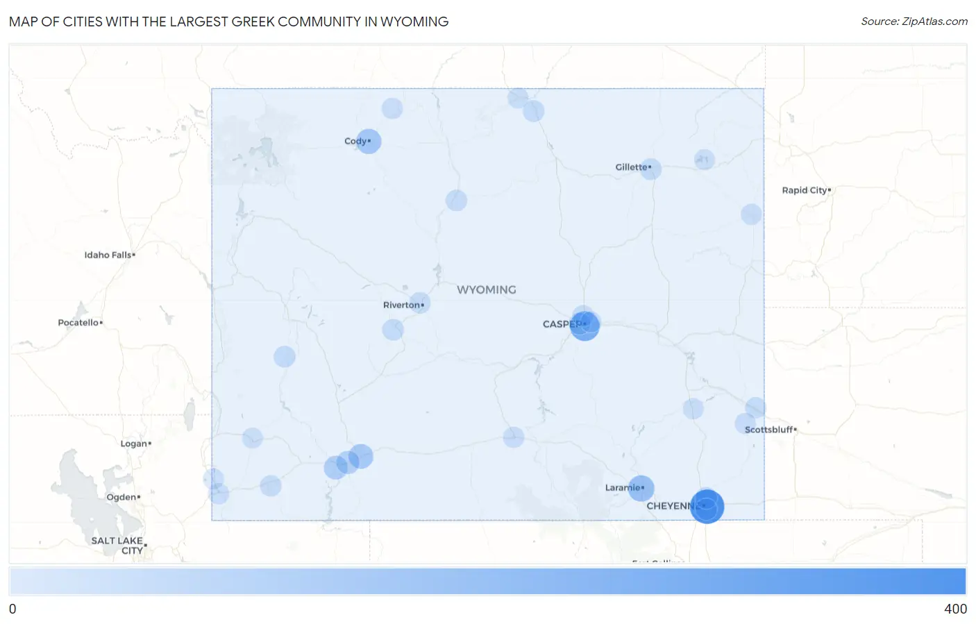 Cities with the Largest Greek Community in Wyoming Map