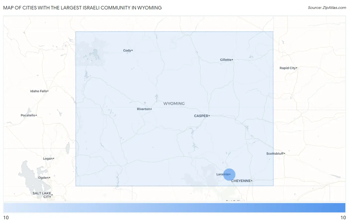Cities with the Largest Israeli Community in Wyoming Map