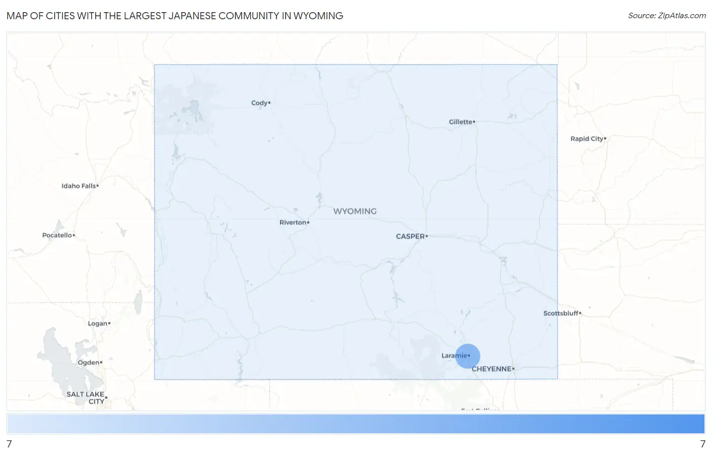 Cities with the Largest Japanese Community in Wyoming Map
