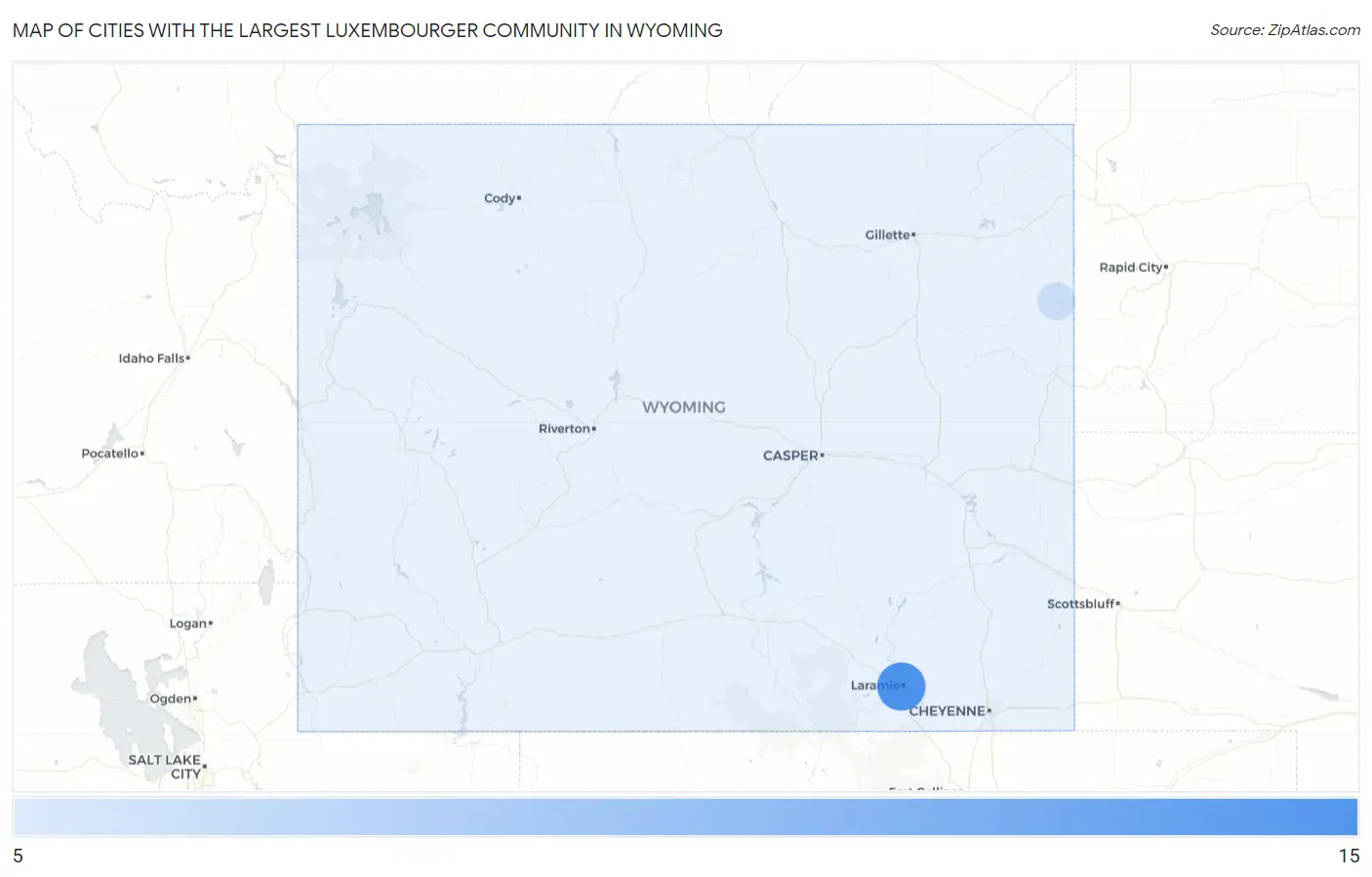 Cities with the Largest Luxembourger Community in Wyoming Map